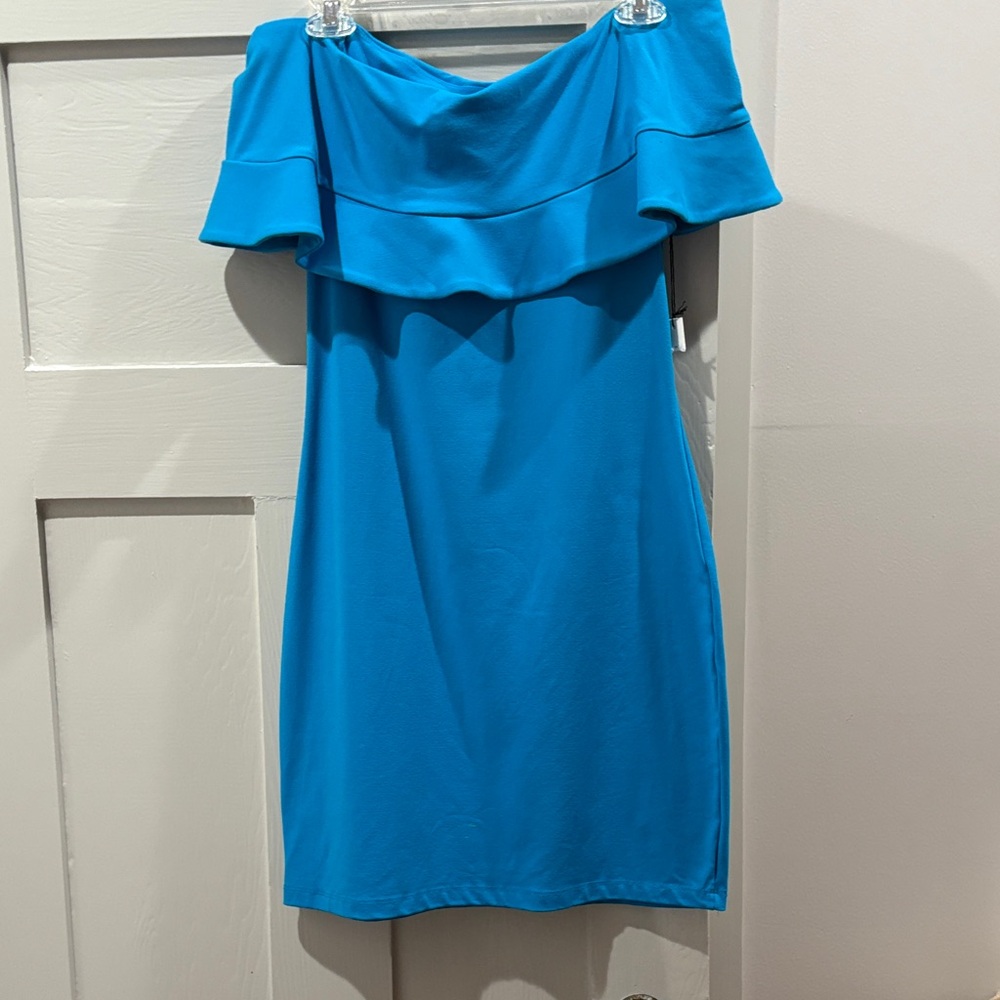 Susana Monaco Vibrant Blue Off-Shoulder Mini Dress